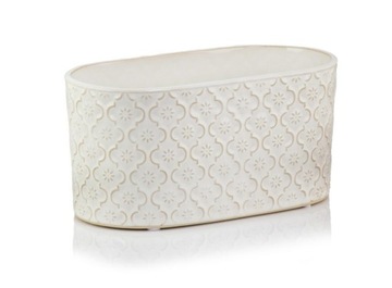 CERAMICZNA OSŁONKA DONICZKA RYNNA 25cm KREMOWA