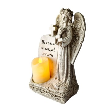 ZNICZ dla DZIADKA ANIOŁ STRÓŻ z napisem i świeczką led na GRÓB