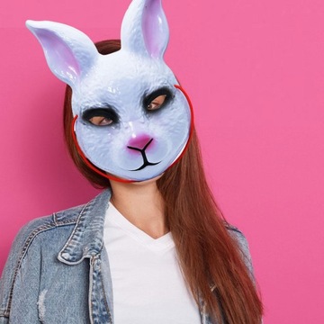 Кролик Косплей Маска 3D Вечеринка Полумаска Карнавал Карнавал Белый