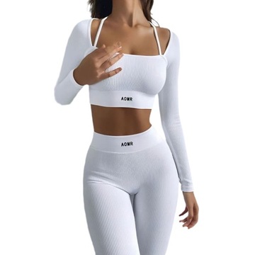 DAMSKI ZESTAW KOMPLET TRENINGOWY LEGGINSY I TOP, S, L