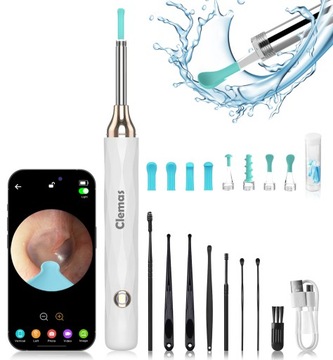 URZADZENIE DO CZYSZCZENIA USZU ZESTAW OTOSKOP KAMERA WIFI HD 1296P 6×LED