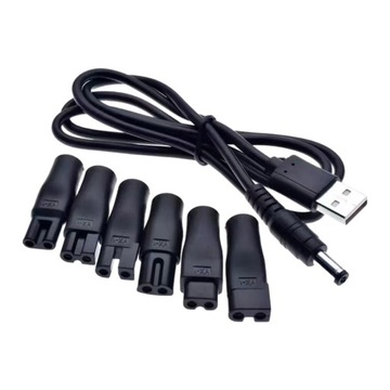 Złącze konwertera ładowania golarki Adapter z okrągłym otworem, 6 sztuk i kabel USB