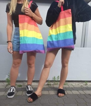 TORBA Shopper BAWEŁNIANA Tęczowa PRIDE LGBT XXL