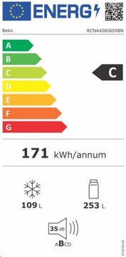 ХОЛОДИЛЬНИК BEKO RCNA406I60XBN 202смx60см NO-FROST inox МЫ НЕ ОТПРАВЛЯЕМ