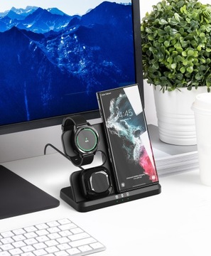 ИНДУКТИВНОЕ ЗАРЯДНОЕ УСТРОЙСТВО ДОК-СТАНЦИЯ APPLE IPHONE SAMSUNG QI USB 3IN1