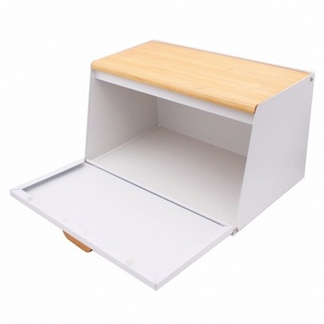 CHLEBAK POJEMNIK NA PIECZYWO Z DREWNIANĄ POKRYWKĄ METAL + DREWNO BAMBUSOWE