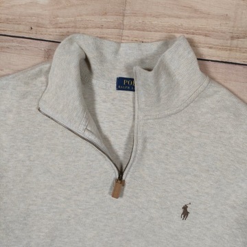 POLO RALPH LAUREN Sweter Męski Half Zip Beżowy Logowany r. 3XL