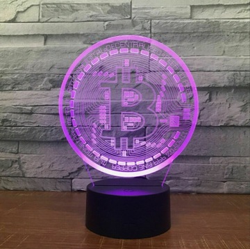 3D светодиодная биткойн-ЛАМПА 16 цветов RGB с дистанционным управлением