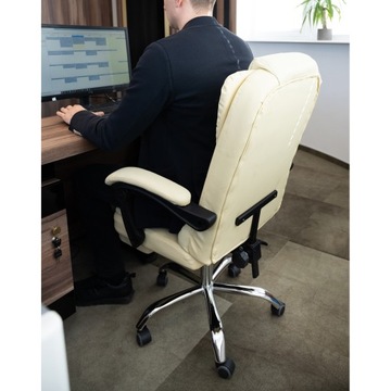 Поворотный офисный стул Поворотный офисный стул для письменного стола, бежевый с подставкой для ног