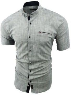 МУЖСКАЯ СЕРАЯ РУБАШКА С КОРОТКИМ РУКАВОМ SIGN STAND-UP XL 43/44