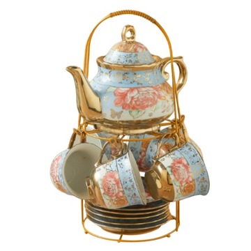 Porcelanowy ceramiczny zestaw do kawy Zestaw do herbaty w kolorze niebieski