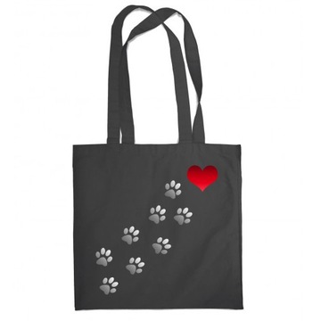 ПОДАРОЧНАЯ СУМКА ДЛЯ ДЕВОЧКИ-КОТА, КОШАЧНЫЕ ЛАПКИ, СЕРДЦЕ I LOVE