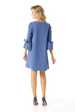 Платье-трапеция оверсайз, банты, пояс, L