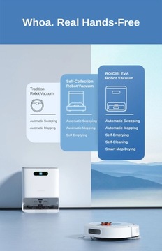 Робот-пылесос ROIDMI EVA 850 Вт, 5200 мАч, аккумулятор 3 в 1, 3200 Па