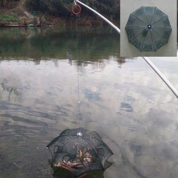 SIATKA WĘDKARSKA PARASOLKA SKŁADANA ROZKŁADANA ŻYWCA RAK KRAB HOMAR 12OTWÓR