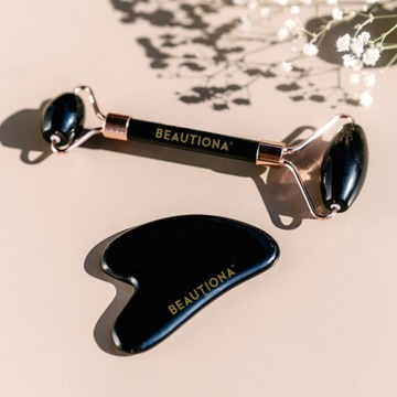 РОЛИКОВЫЙ МАССАЖЕР ДЛЯ ЛИЦА + НАБОР КАМНЕЙ ГУА ША