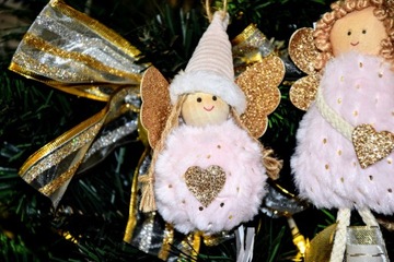 РОЖДЕСТВЕНСКАЯ ЕЛКА УКРАШЕНИЕ АНГЕЛ РОЗОВЫЙ 9X12X4 СМ ПОДАРОК