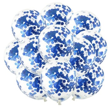 BALONY NIEBIESKIE URODZINOWE 10szt KONFETTI