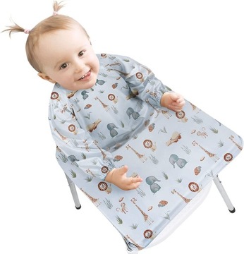 ŚLINIAK FARTUCHDŁUGI RĘKAW 2W1 DLA DZIECI MONTAŻ NA KRZESEŁKU