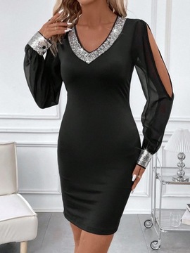 ЭЛЕГАНТНОЕ ЖЕНСКОЕ ВЕЧЕРНЕЕ ПЛАТЬЕ, С ПАЙЕТКАМИ, ДЛЯ ВЕЧЕРИНКИ, С ОТКРЫТЫМИ ПЛЕЧАМИ