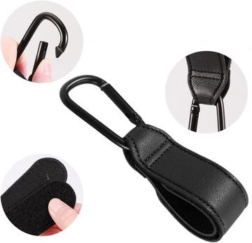 ZESTAW 2x HACZYK HAK UCHWYT SKÓRZANY do WÓZKA NA TORBĘ ZAKUPY ZACZEP