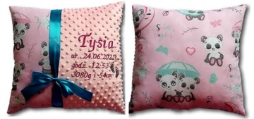 Poduszka upominek pamiątka dla maluszka z imieniem datą urodzenia różne