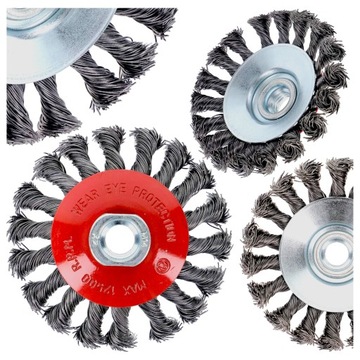 SZCZOTKA STOŻKOWA HARTOWANA 100mm TARCZOWA DRUCIANA SPLATANA DRUT SKRĘCANY