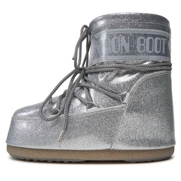 Moon Boot Srebrne Brokatowe Niskie Buty Zimowe Śniegowce Unisex 39/41