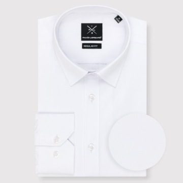 Biała basicowa koszula męska Regular Fit z bawełną PAKO LORENTE 5XL