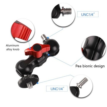 Uchwyt zaciskowy kamery z podwójnym ramieniem kulo