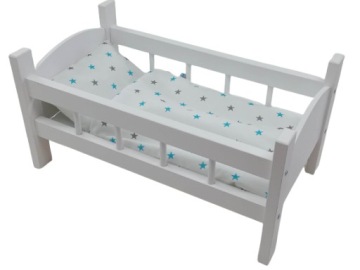 ŁÓŻECZKO DREWNIANE BIAŁE dla lalek +POŚCIEL