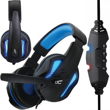 SŁUCHAWKI GAMINGOWE Z MIKROFONEM DLA GRACZY RGB PC