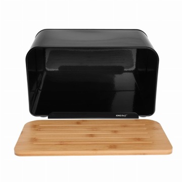 Стальная хлебница с разделочной доской, контейнером для хлеба, булочками, ЧЕРНЫЙ