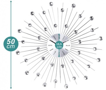 БОЛЬШИЕ СТИЛЬНЫЕ НАСТЕННЫЕ ЧАСЫ С КРИСТАЛЛАМИ СОЛНЦА 50 см