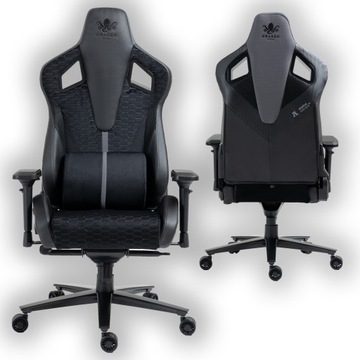Fotel Gamingowy Apollo Czarny Obrotowy Ergonomiczny Materiałowy Regulowany