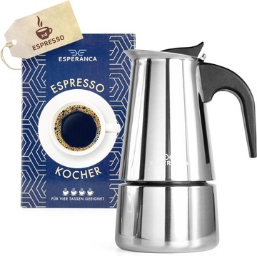 KAWIARKA PROFESJONALNY ZAPARZACZ DO ESPRESSO DO INDUKCJI SREBRNY 200ML