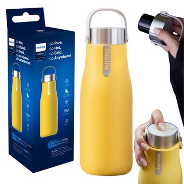 Butelka, bidon PHILIPS GoZero AWP2788YL z filtrem UV, termos na wodę 590 ml