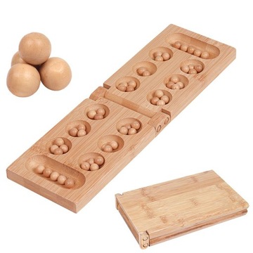 2 Set Classic Foldable Wooden Mancala Board Strategy Game Easy Store