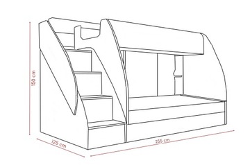 КАСПЕР двухъярусная кровать - белый/серый