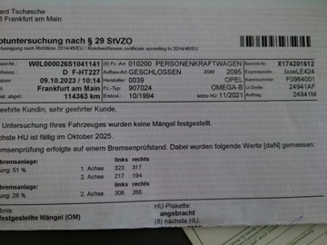 Opel Omega B Sedan 2.5 i V6 170KM 1994 Opel Omega Opel Omega 2.5 Benzyna 170KM, zdjęcie 15