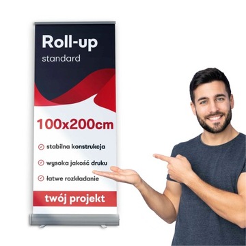 ROLL-UP 100x200 cm solidny, WYSOKA JAKOŚĆ WYDRUKU