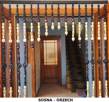 ВЫРЕЗ ШТОРЫ - ЭКРАН ДЕРЕВЯННЫЕ БУСЫ -100см -