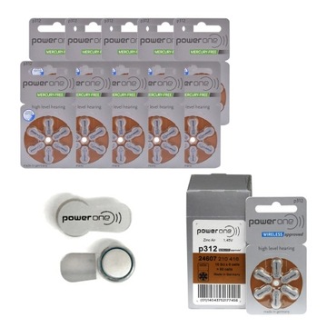 6x Baterie słuchowe 312 PR41 Varta Power One 312