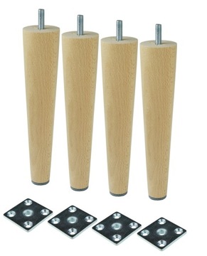 Nogi Nóżki Drewniane Lakier 20 cm + blachy zestaw