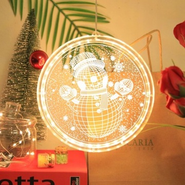 DUŻY WITRAŻ 3D LAMPKA ŚWIĄTECZNA LED OZDOBA