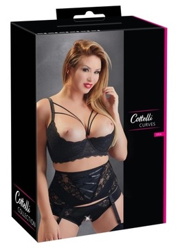 Cottelli CURVES - Biustonosz Z Odkrytym Biustem I Ozdobnymi Paseczkami Czar