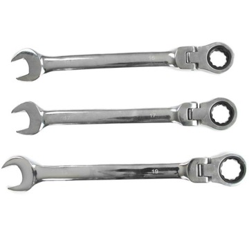 KLUCZE 8-19MM PŁASKO OCZKOWE Z GRZECHOTKĄ ŁAMANE ZESTAW KLUCZY 12 SZTUK