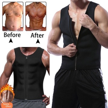 Męski gorący pot Body Shaper Tank Top brzuch spalacz tłuszczu wyszczuplająca kamizelka do sauny L