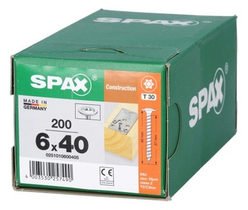 Wkręty konstrukcyjne SPAX 6x40 ciesielskie 10szt
