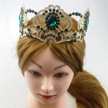 Kobieta ślubny dodatek do włosów Courrone Tiara Emerald